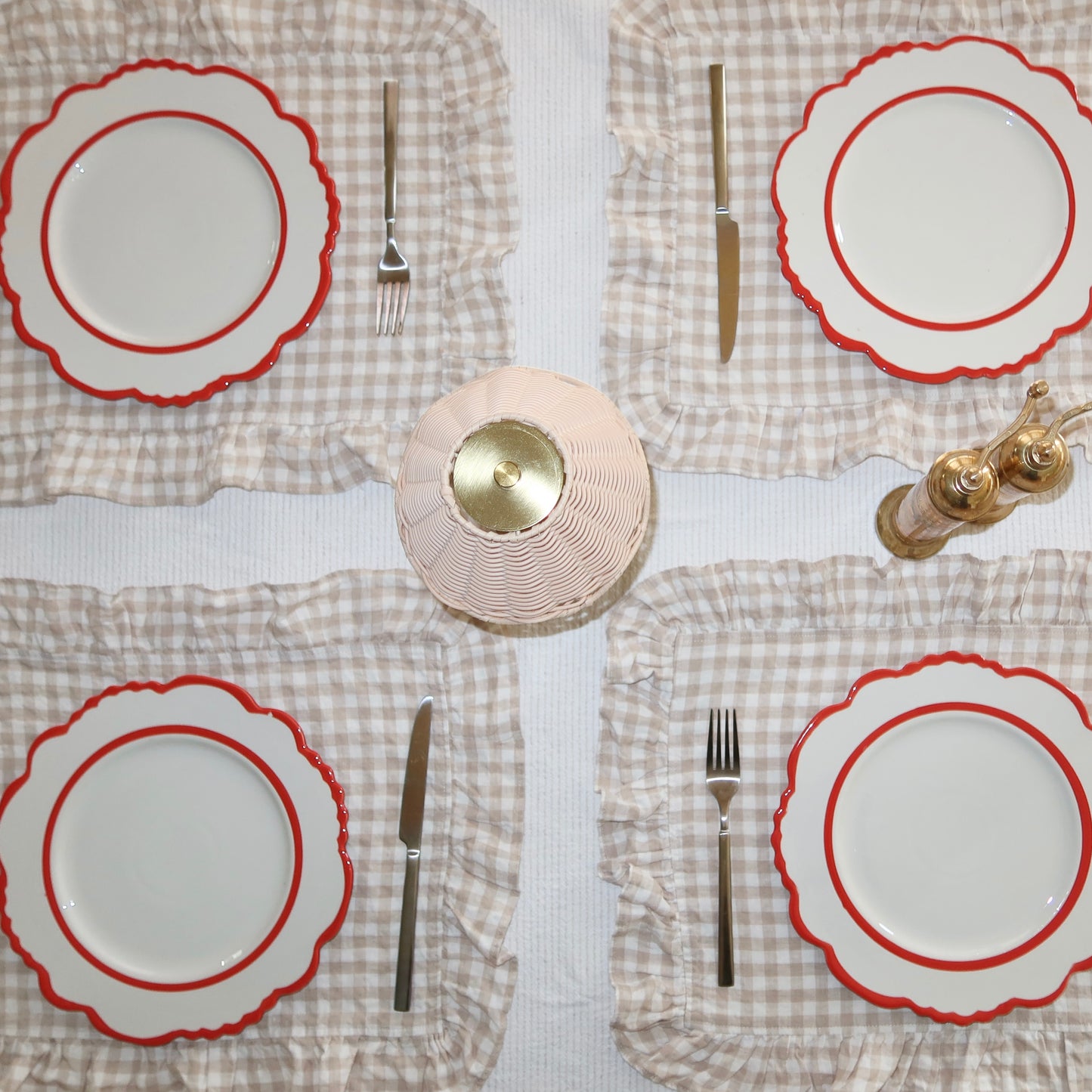 Oat Gingham Ruffle Placemat (Set of 2)